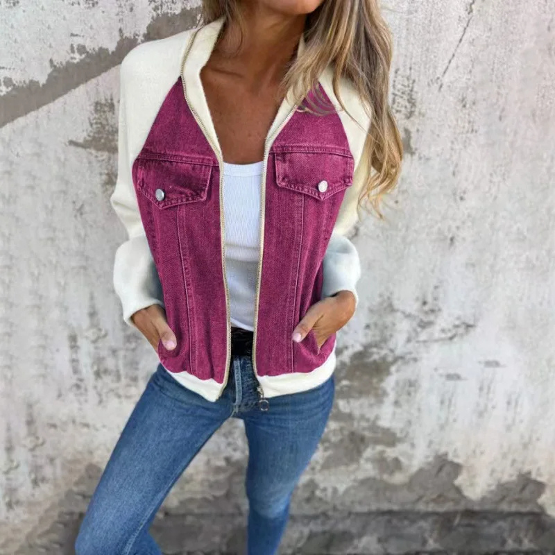 Variant image for Damjacka i Denimstil Avslappnad Bomullsblandning med Fickor-49