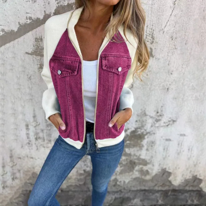 Variant image for Damjacka i Denimstil Avslappnad Bomullsblandning med Fickor-49