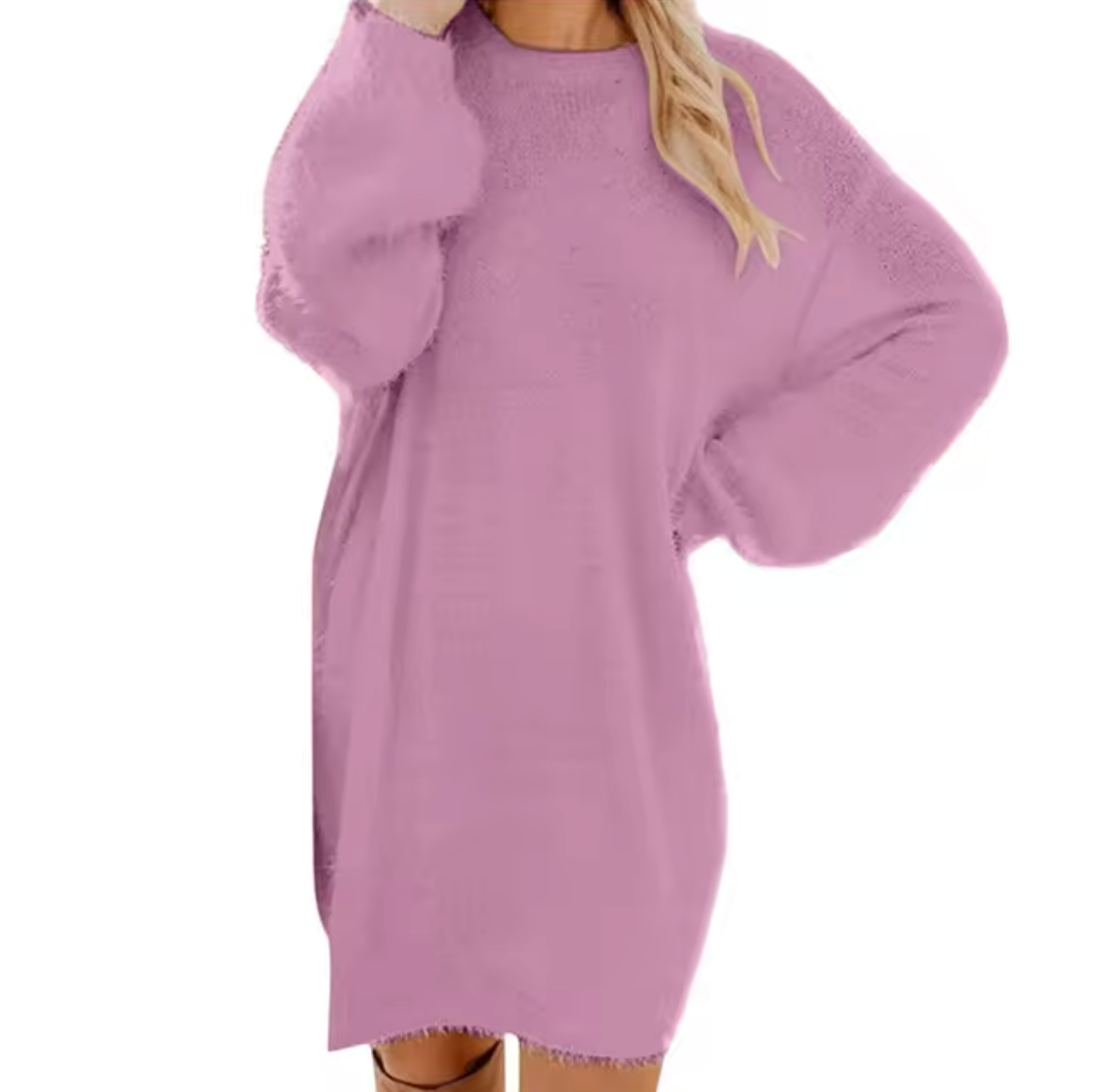 Variant image for Damklänning Långärmad Rund Halsringning Mjuk Akrylblandning-43