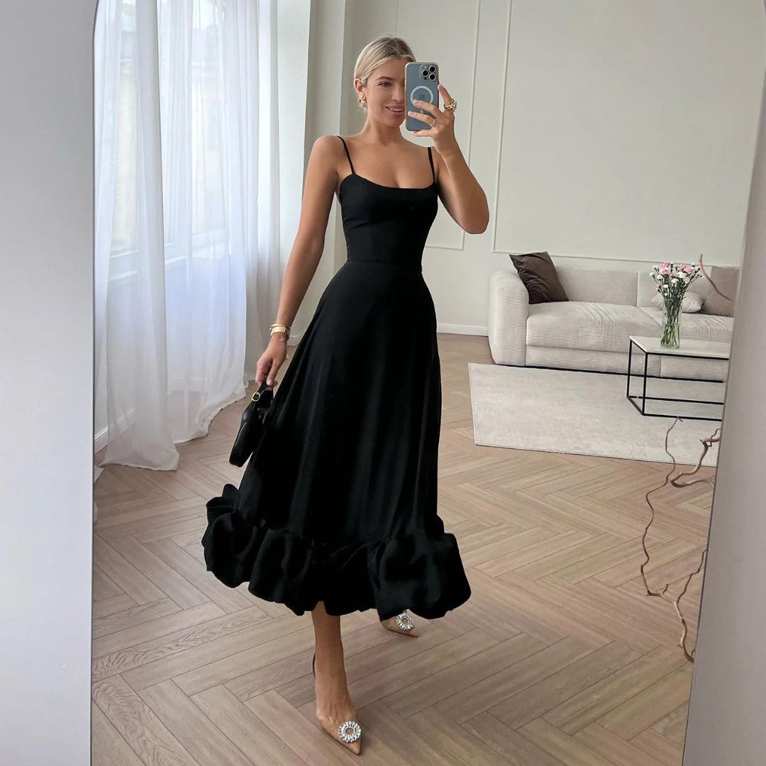 Variant image for Dam Midiklänning Volangdesign Polyester Elegant Midilängd-6