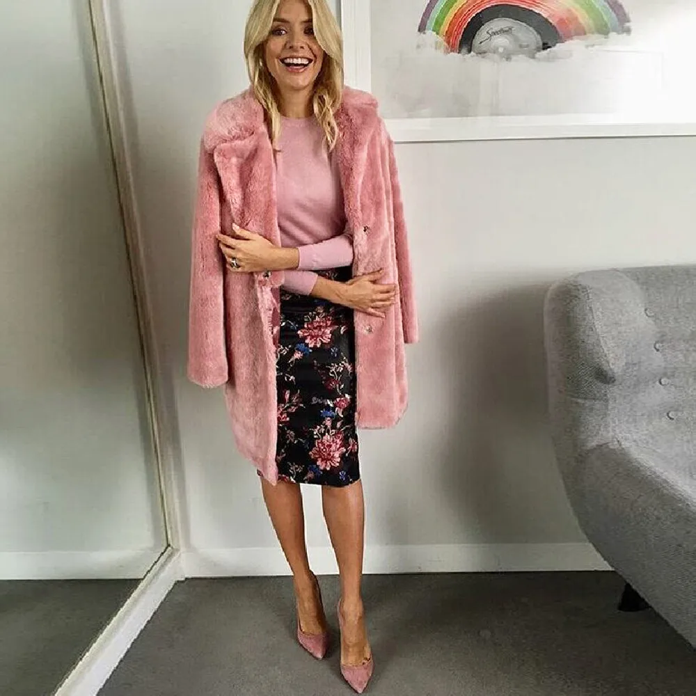 Dam Lång Vinterjacka Minimalistisk Design 100% Polyester-4