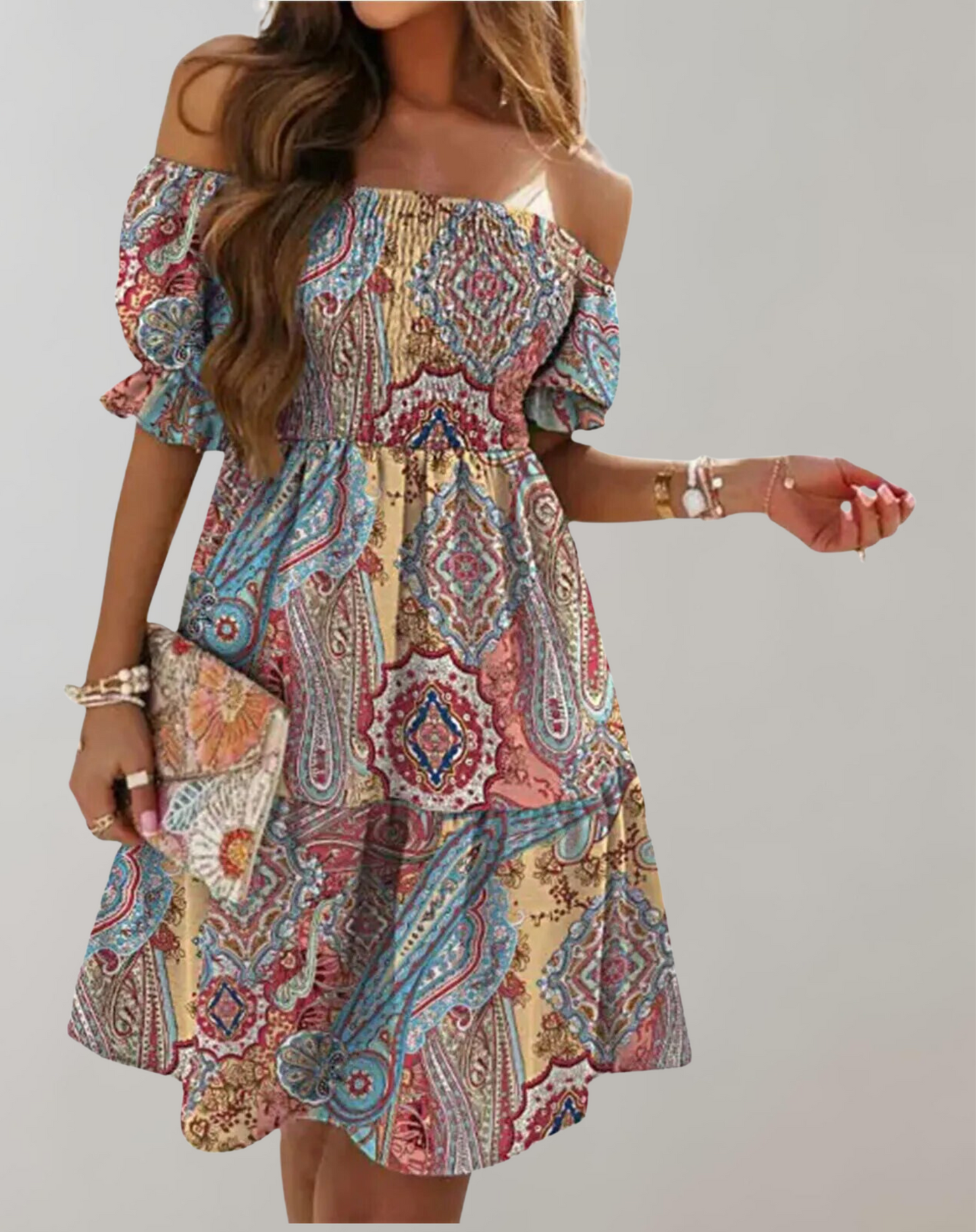 Dam Strandklänning Utskärning Polyester Trendig Design-5