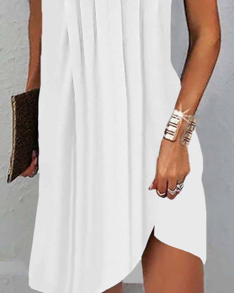 Ärmlös Klänning med Hackhalsring för Dam – Smickrande Silhuett i 100% Polyester, Perfekt för Sommarfester och Bröllop 2