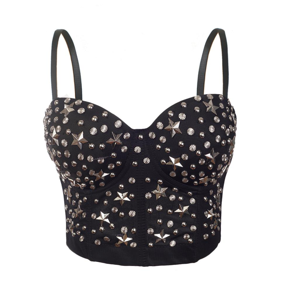 Variant image for Dam Crop Top med Spaghetti Band och Nitar Polyester Spandex-1