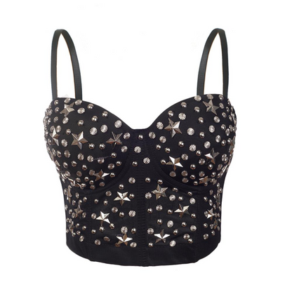 Variant image for Dam Crop Top med Spaghetti Band och Nitar Polyester Spandex-1