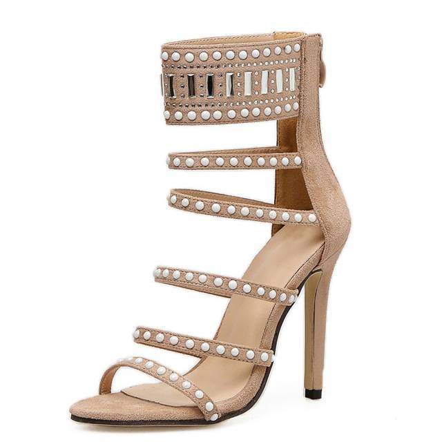 Dam Sandaler Ankelwrap Stiletto PU Läder Hög Klack-6