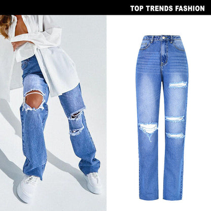 Herrbyxor Rak Ben Hög Midja Bomullsdenim-2