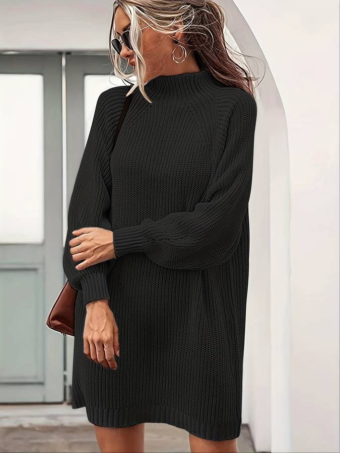 Kvinnors Turtleneck Tröja Stort Format Mjuk Bomull-3