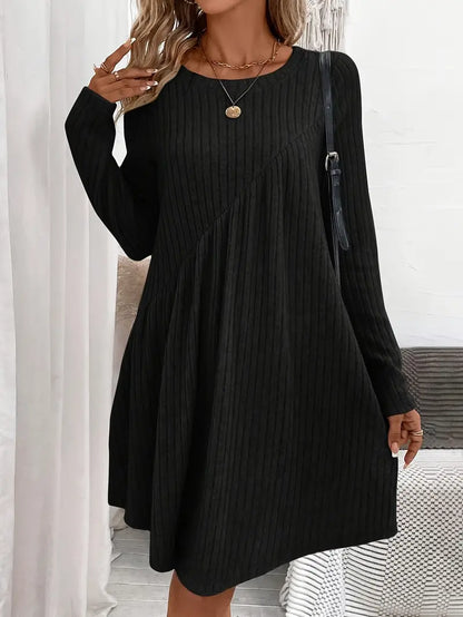 Dam Grundklänning Asymmetrisk Midja Ribbat Material 9