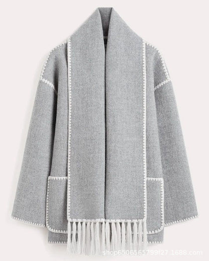 Elegant Damjacka med Halsduk i Polyester för Vardag och Fest – Komfortabel Passform, Tidlös Design 10