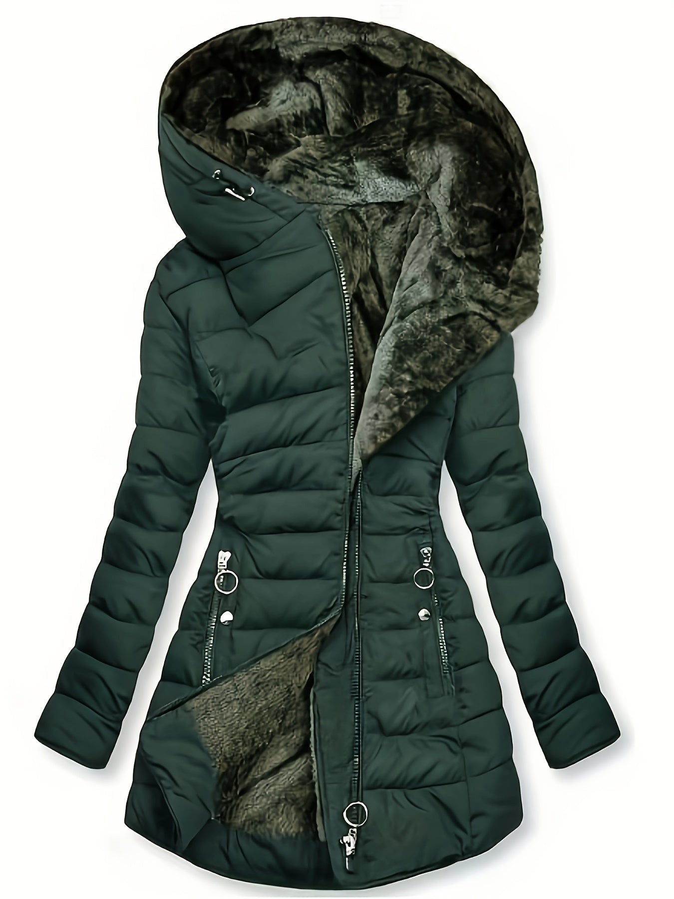 Damjacka Midi Längd Polyester Elegant Jacka för Kalla Dagar 5