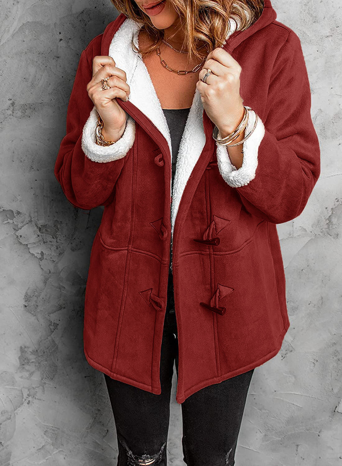 Variant image for Dam Teddy Fleecejacka Halvlång Vindtät Mjuk Fleece-40