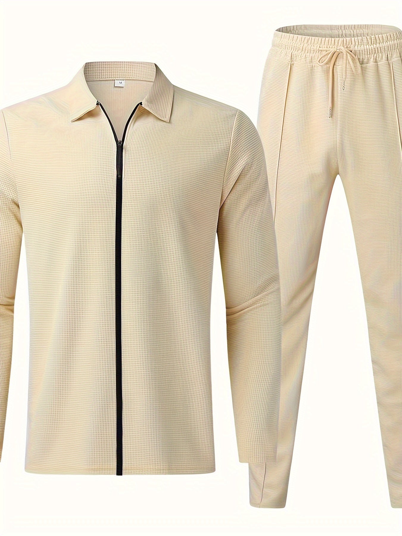 Mäns Träningsdräkt Full Zip Bomull Casual-5