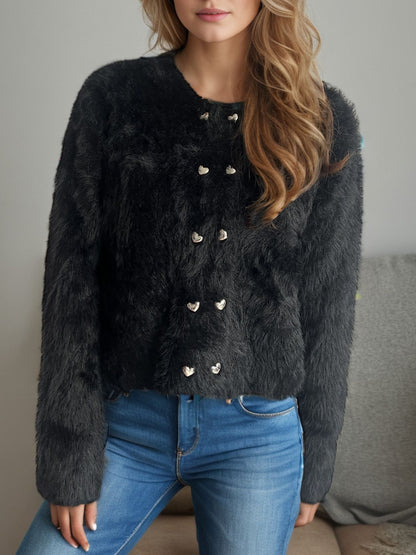 Variant image for Dam Kofta med Hjärtformade Knappar i Mjuk Tygblandning-4