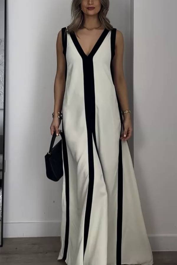 Damklänning Maxi Svängstil Polyester för Fina Tillfällen-3