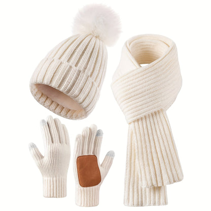 Variant image for Dam Vinterset Avslappnad Tygblandning Hatt Halsduk Handskar-1