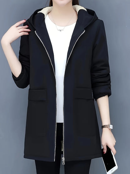 Dam Fleecejacka Halvlång Mjuk Fleece Casual-4