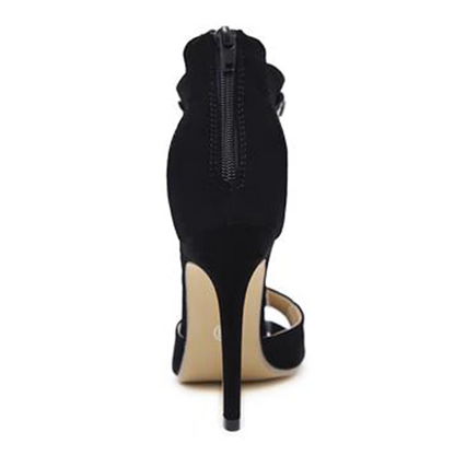 Dam Gladiator Sandal Stilett Flock med Sten Detaljer-4