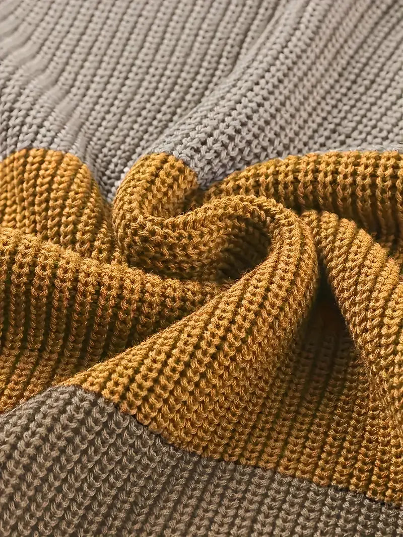 Dam Stickad Tröja Rund Hals Mjukt Material Avslappnad Passform-5