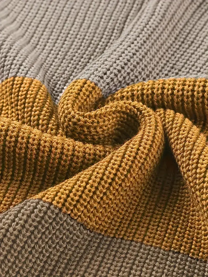 Dam Stickad Tröja Rund Hals Mjukt Material Avslappnad Passform-5