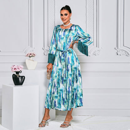 Dam Maxiklänning Mönstrad Polyester med Bredd Midjeband 1