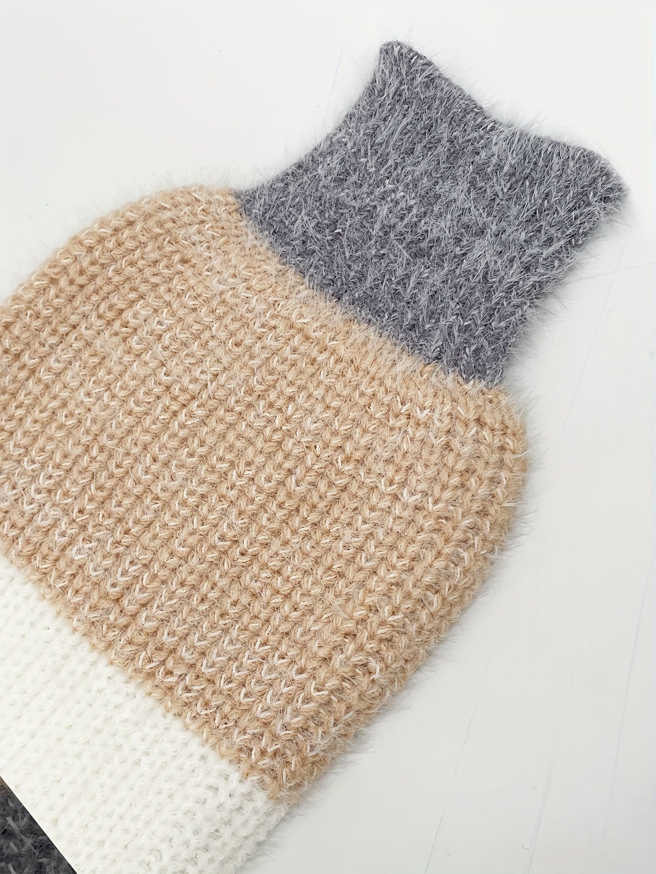 Dam Midiklänning Färgblock Långärmad Akryl-6