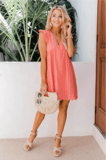 Dam Sommarklänning Broderad Lätt Tyg Med Feminint Utseende-6