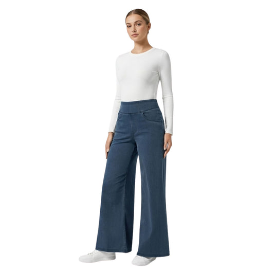 Kvinnors Breda Byxor Hög Midja Elastisk Polyester