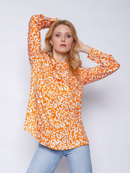 Herrskjorta Långärmad med Brevtryck 100% Bomull-1