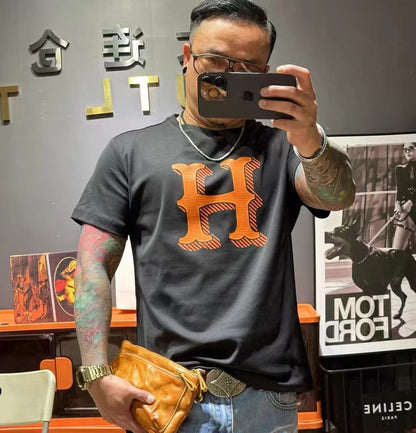 Herr T-shirt Standardtryck Av Andningsaktiv Bomull-2