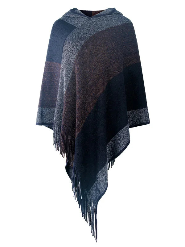 Variant image for Kvinnors Poncho Randig Med Huva Mjuk Tyg-6