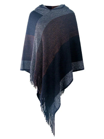Variant image for Kvinnors Poncho Randig Med Huva Mjuk Tyg-6