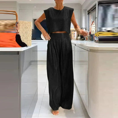 Variant image for Damset Topp och Byxor Glänsande Material-5