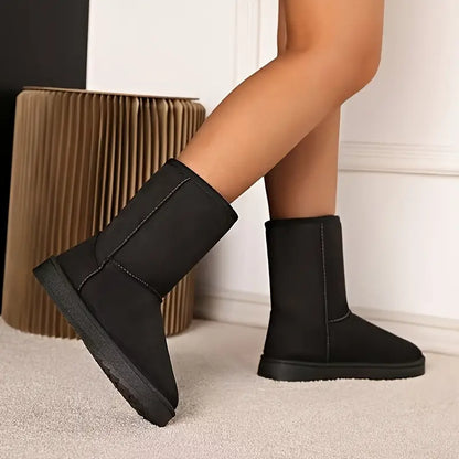 Fodrade Vinterstövlar Dam Slip-On Vattentåliga med Fleecefoder-3