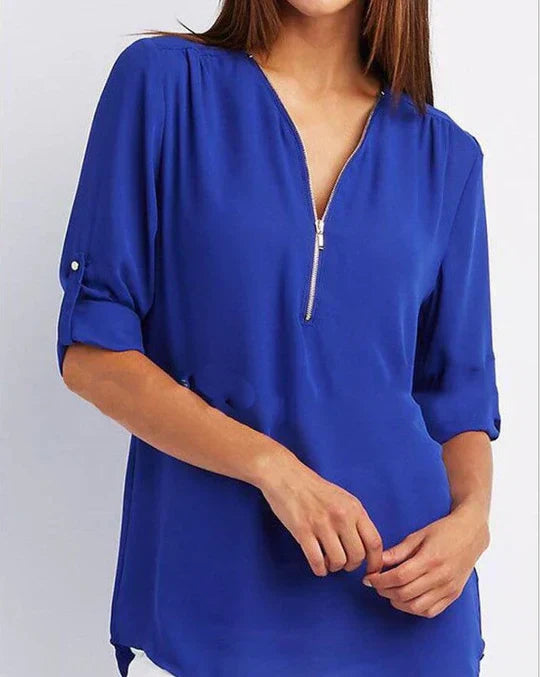 Variant image for Dam Skjorta Halv Dragkedja Andningsbart Material Loose Fit-64