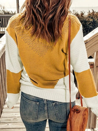 Rosa Stickad Tröja Dam med Pointellmönster – Löst Sittande 100% Akryl, Perfekt för Höstmode 4