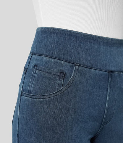 Kvinnors Breda Byxor Hög Midja Elastisk Polyester-5