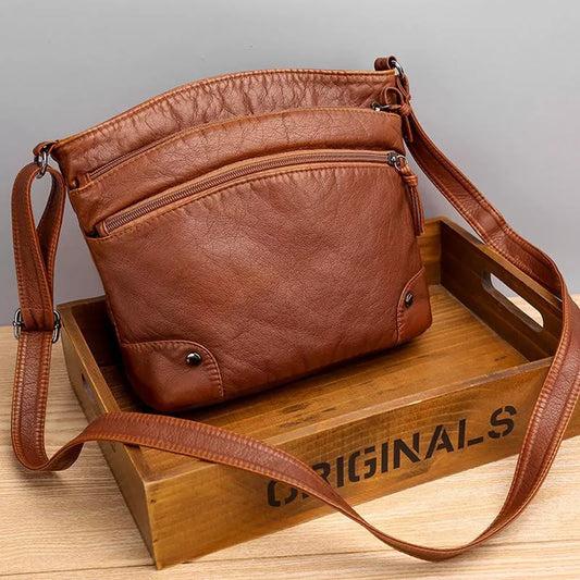 Damväska Läder Crossbody Stilren Med Justerbara Remmar-1
