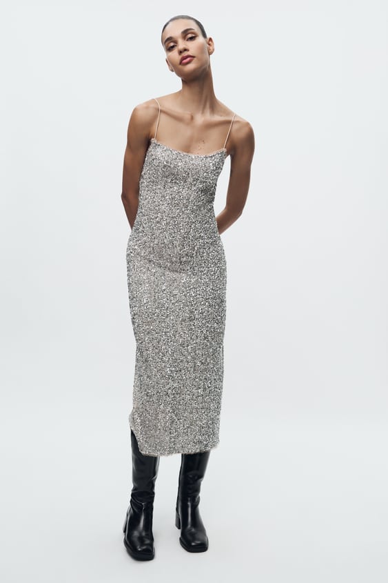 Kvinnors Ballklänning Ärmlös Paljett Polyester 2