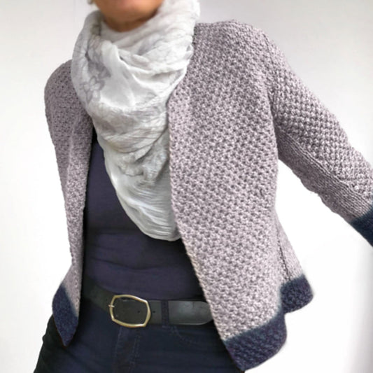 Dam Lång Kofta Mjuk Elegant Stickad Fiber-1