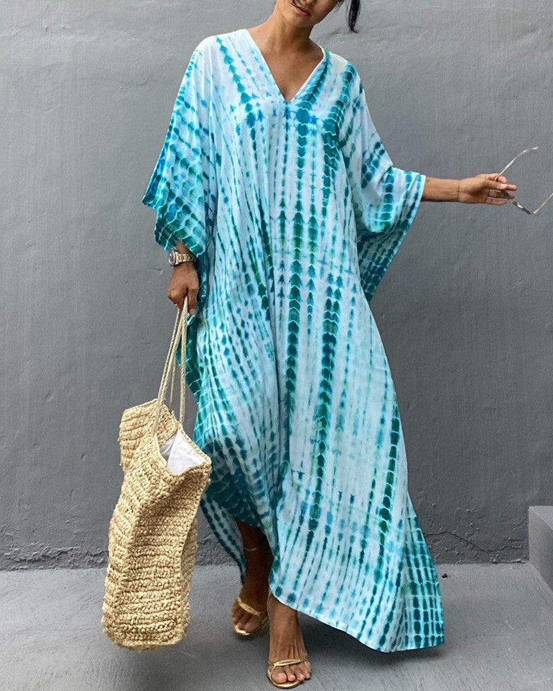 Maxiklänning Dam Flytande Batik Lätt Tyg-6