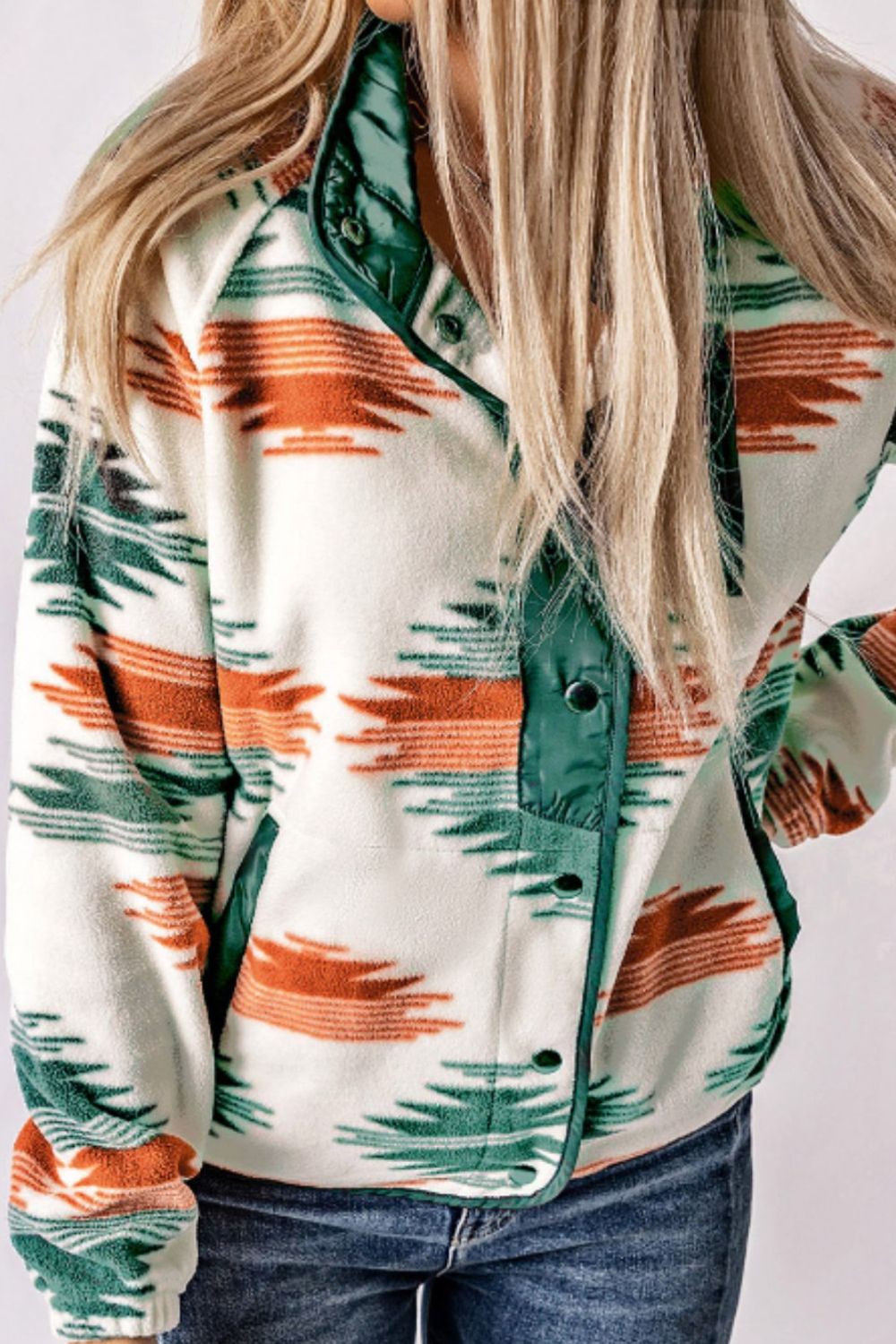 Damjacka Geometrisk Elegant Snäppjacka Mjuk Tygblandning Höst-4