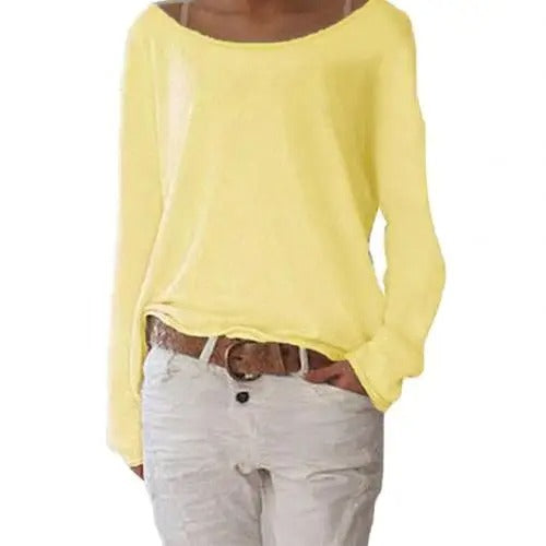 Variant image for Dam Skjorta Lång Ärmar Löst Stickad Mjuk Tyg-7