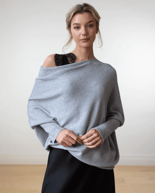 Dam Tröja Off-Shoulder Mjuk Tygdesign-1
