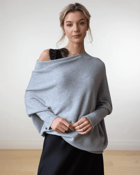 Dam Tröja Off-Shoulder Mjuk Tygdesign-1