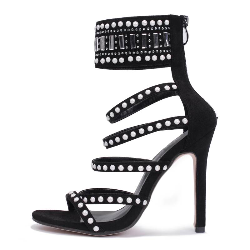 Dam Sandaler Ankelwrap Stiletto PU Läder Hög Klack-2