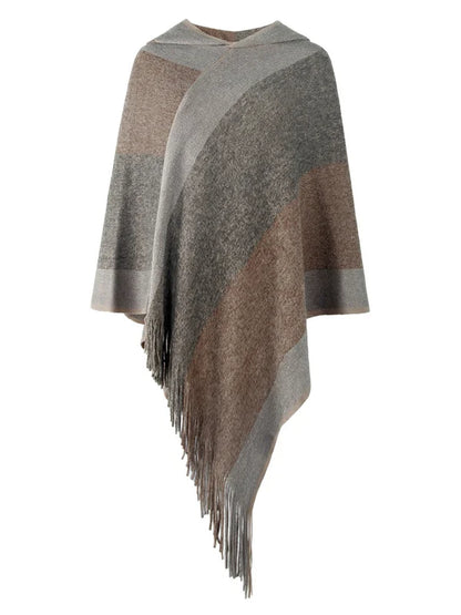 Variant image for Kvinnors Poncho Randig Med Huva Mjuk Tyg-4