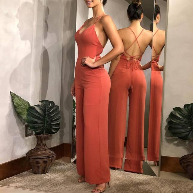 Variant image for Dam Jumpsuit Ärmlös Spagettiband Bomull Polyester-1