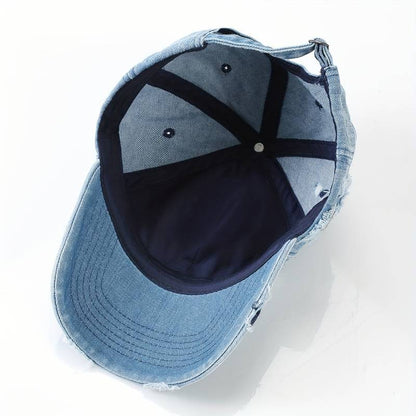 Damhatt Justerbar Sliten Denim-3