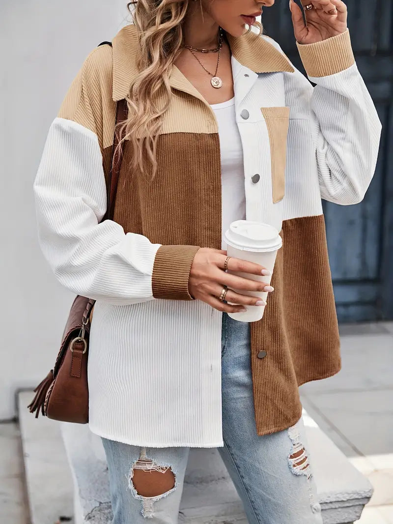 Damjacka Blockfärg Avslappnad Sladdmaterial-2